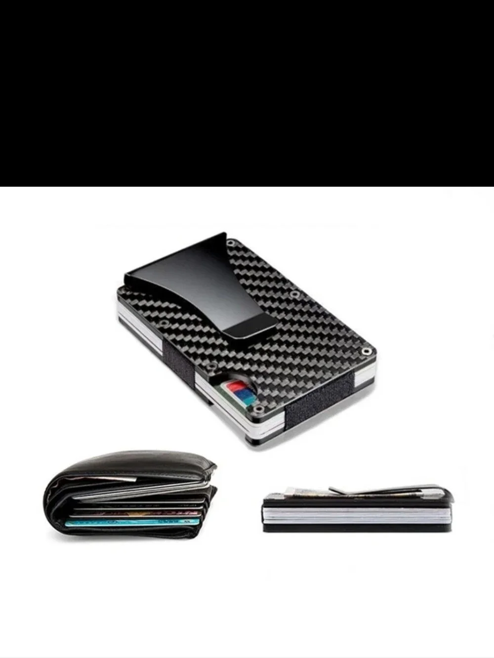 Mens RFid carbon fiber  credit card and money clip nwt